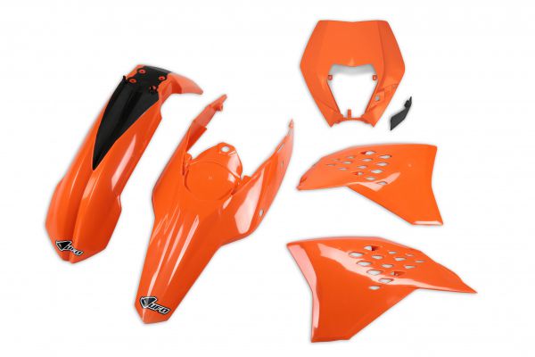 UFO Plastik-Kit mit Lampenmaske für KTM 125-530 EXC 2008-2011, OEM (original) 2009-2010