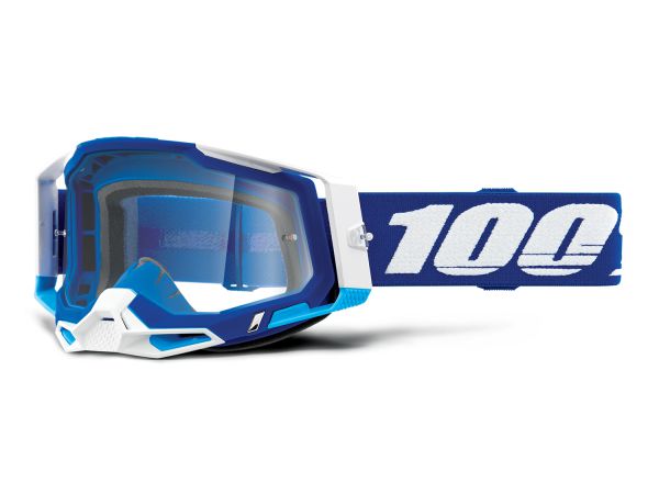 100% Brille: Racecraft 2 Blue, blau/weiß, klares Glas