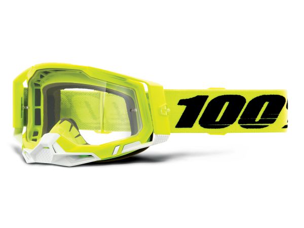 100% Brille: Racecraft 2 Fluo Yellow, neon-gelb/schwarz, klares Glas