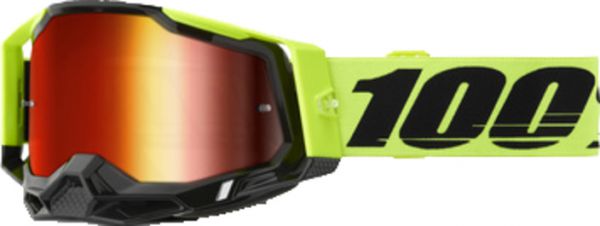 100% Brille: Racecraft 2 Neon Yellow, neon-gelb/schwarz, rot-verspiegelt