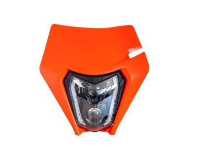 R-TECH Lampenmaske mit LED-Scheinwerfereinsatz für EXC 2014-2023 mit E-Nummer, orange