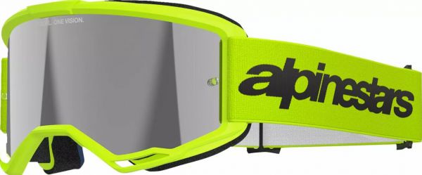 ALPINESTARS Brille: Vision 3 Wordmark, neon-gelb/weiß silber-verspiegelt