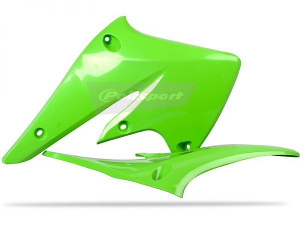 POLISPORT Spoiler (Paar) Kühlerverkleidung für KXF 250 04-05, grün