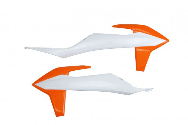 UFO Spoiler (Paar) für KTM 125-500 SX/SMR 2019-2022 / EXC 2020-2023, weiß/orange