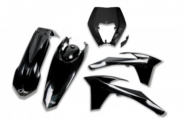 UFO Plastik-Kit mit Lampenmaske für KTM 125-500 EXC 2012-2013, schwarz