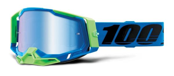 100% Brille: Racecraft 2 Fremont, blau/neon-grün blau-verspiegelt