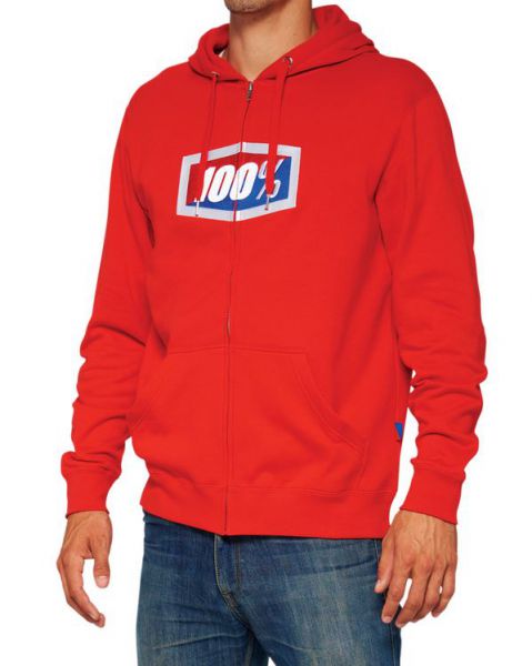 100% Zip-Hoody: Official, rot