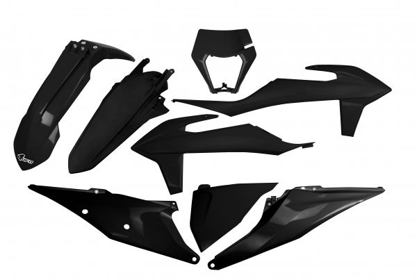 UFO Plastik-Kit mit Lampenmaske für KTM 150-500 EXC 2020-2023, schwarz