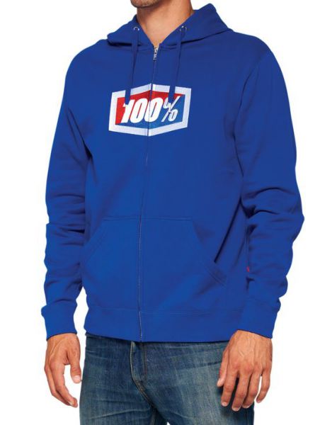 100% Zip-Hoody: Official, blau